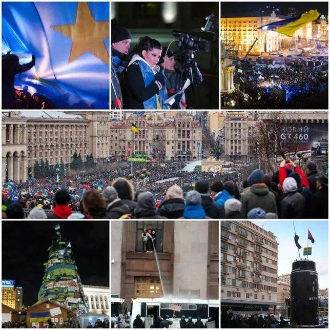 烏克蘭親歐示威現場亞努科維奇的「親俄仇歐」政策，引來了大批民眾的不滿