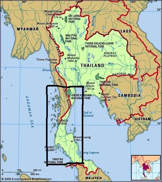 泰緬兩國在馬來半島上的邊界，從泰緬戰爭後到現在基本不變