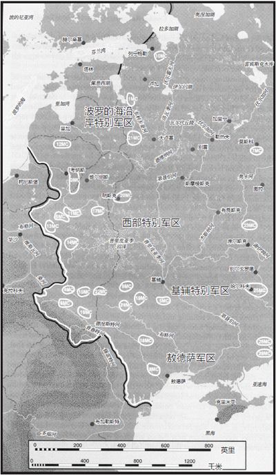 機械化軍的配置圖 1941年6月22日