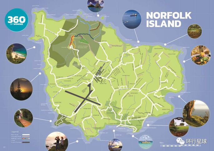 諾福克島的旅遊圖