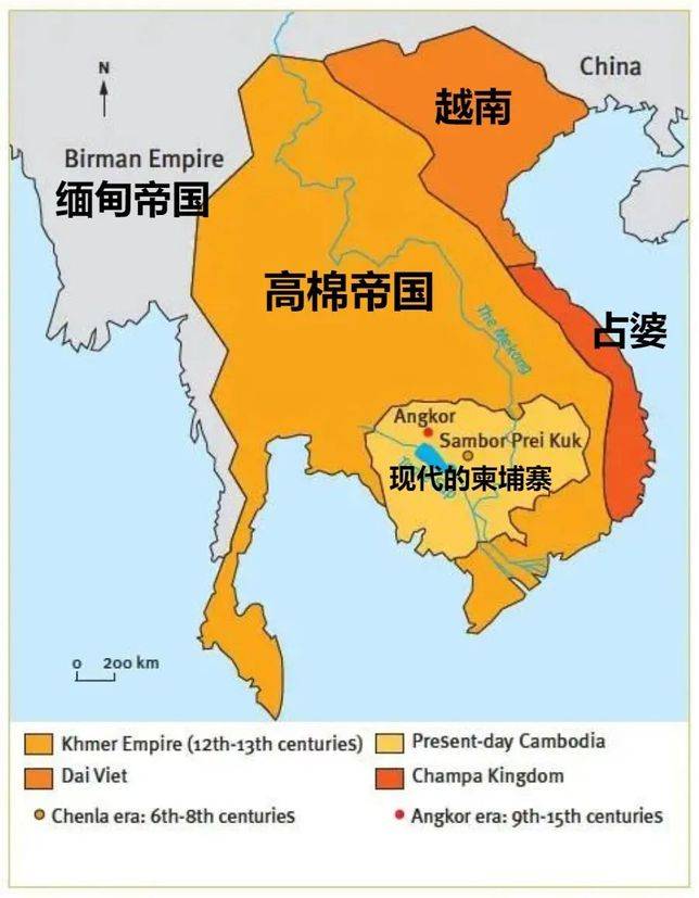 緬甸和吳哥（高棉）帝國的位置