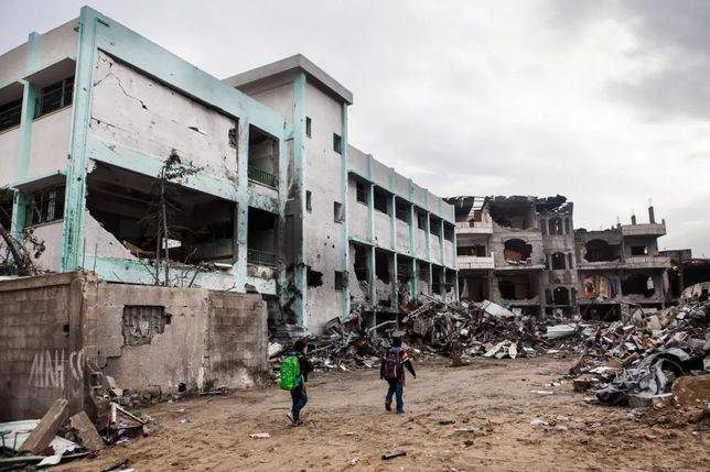 加沙地帶內一所已成廢墟的學校