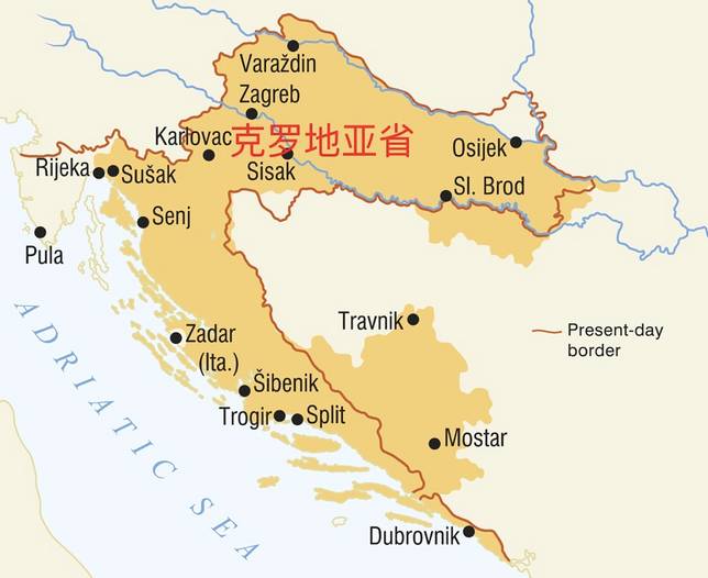 1939年南斯拉夫王國將克羅埃西亞與達爾馬提亞合併成「克羅埃西亞省」