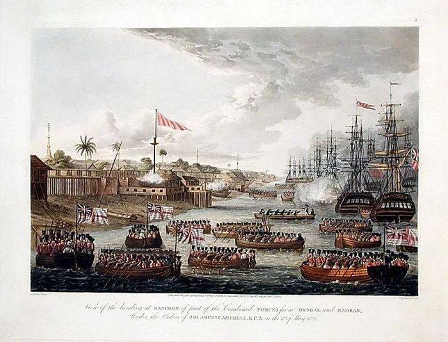1824年，英國攻克緬甸仰光